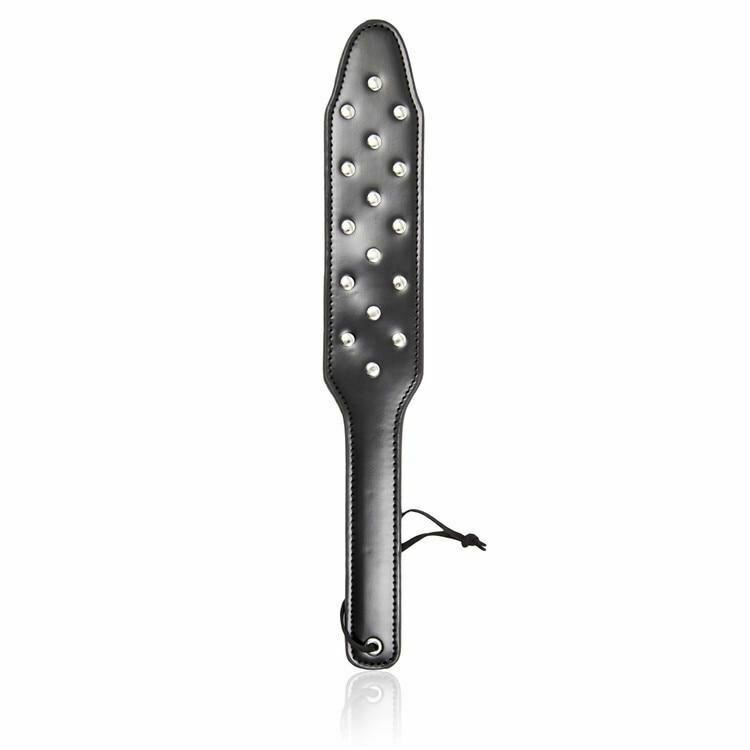 Studded Leather Spanking Paddle - Black