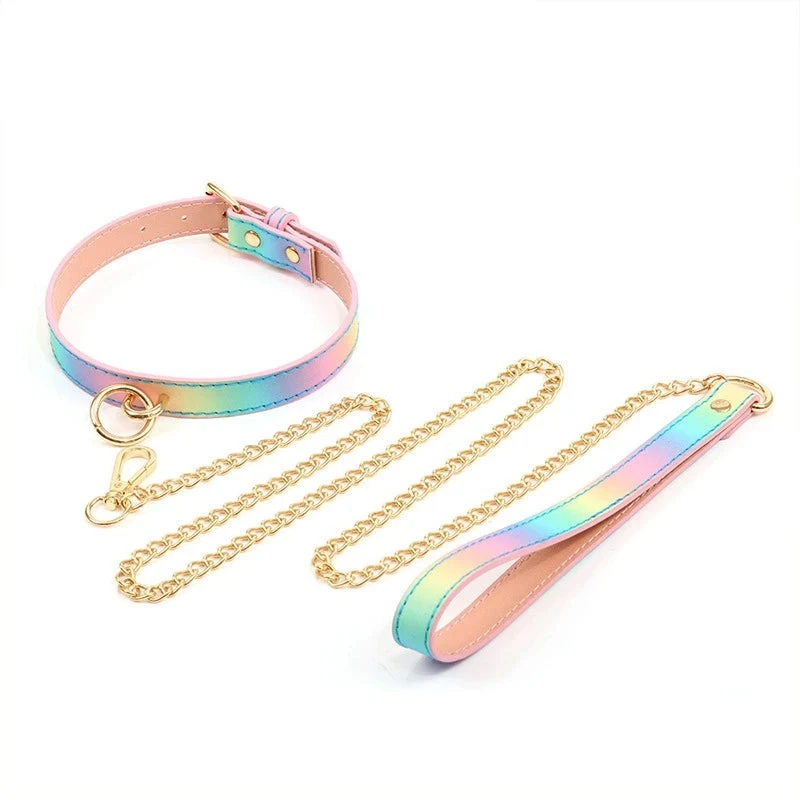 Rainbow Neck Collar and Leash
