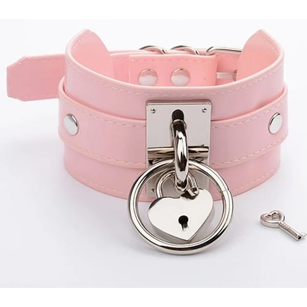 Two-Layer Collar - Pink with Silver Metal Finish