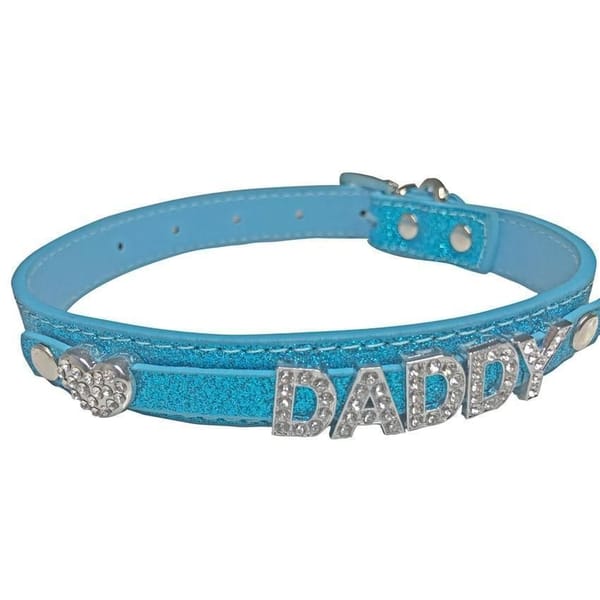Rhinestone Daddy Collar - Blue