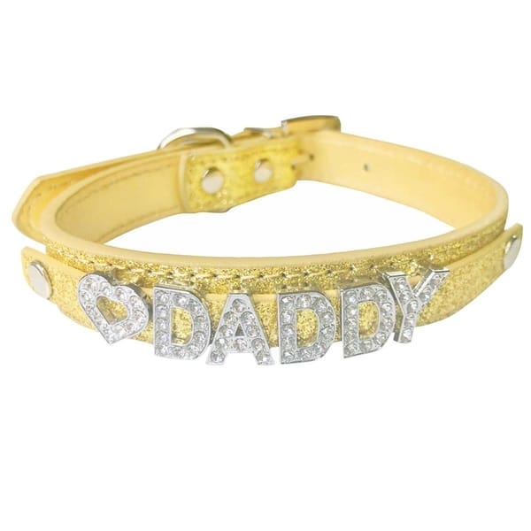 Rhinestone Daddy Collar - Yellow