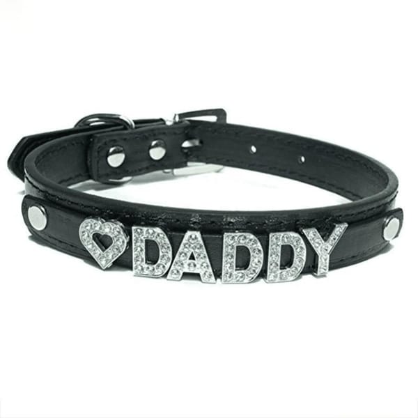 Rhinestone Daddy Collar - Black